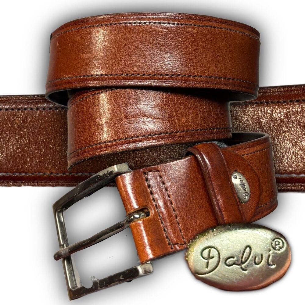Dalui Italian Brown Leather Belt Mens Size 36-38